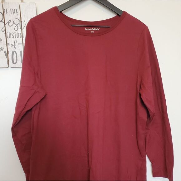Woman Within Women's Plus Size 18/20 Maroon Long Sleeve Shirt - Picture 1 of 7